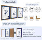 Western Wall Art Set of 3, Blue Cowboy Wall Decor Trendy Southwestern Playing Card Longhorn Bull Skull Poster Canvas Aestheti