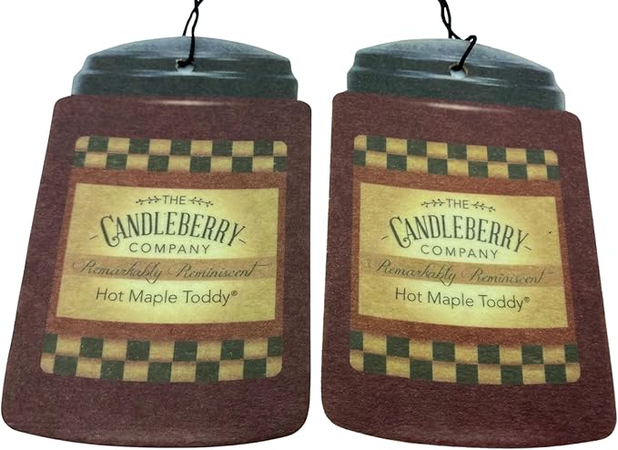 Candleberry Hot Maple Toddy Car Air Freshener | Provides Long Lasting Scent for Auto or Home | 2 Pack