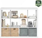 Furinno Cubicle Book Shelf, 12-Cube Bookshelf, Triple Thick Frame Cube Storage Organizer, 1.65" Thick Bookcase, 15.4" x 57.4"