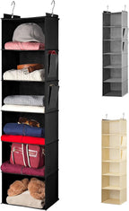 Handy Laundry Hanging Closet Organizer - 6 Shelf Storage for Clothes, Sweaters, Shoes & Accessories - Space-Saving Wardrobe S