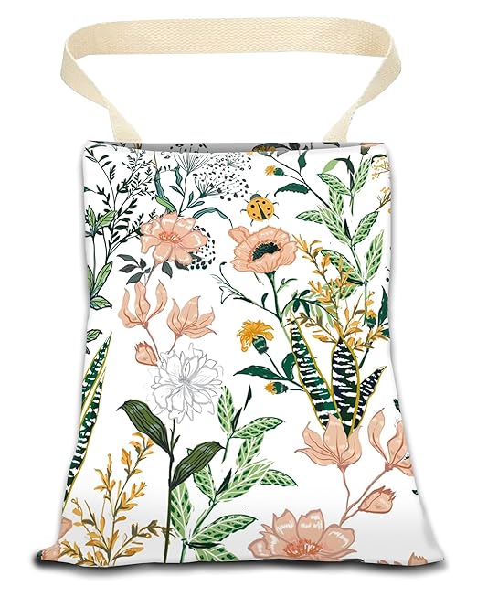 Car Garbage Can, Car Trash Bag, Car Garbage Bag, Hanging Car Trash Can for Car Accessories, Vehicle, Travelling, Camping, Cute Car Back Seat Organizer, White Beautiful Floral