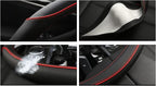 D Shape Car Steering Wheel Cover, Universal 15 inch Stitching Color Anti-Slip Steering Wheel Protector, Red and Black Style (