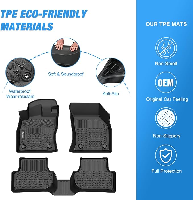 Nilight TPE Floor Mats for Volkswagen VW Golf GTI Golf R 2022 2023 2024 2025, All Weather Custom Fit Heavy Duty Floor Liners