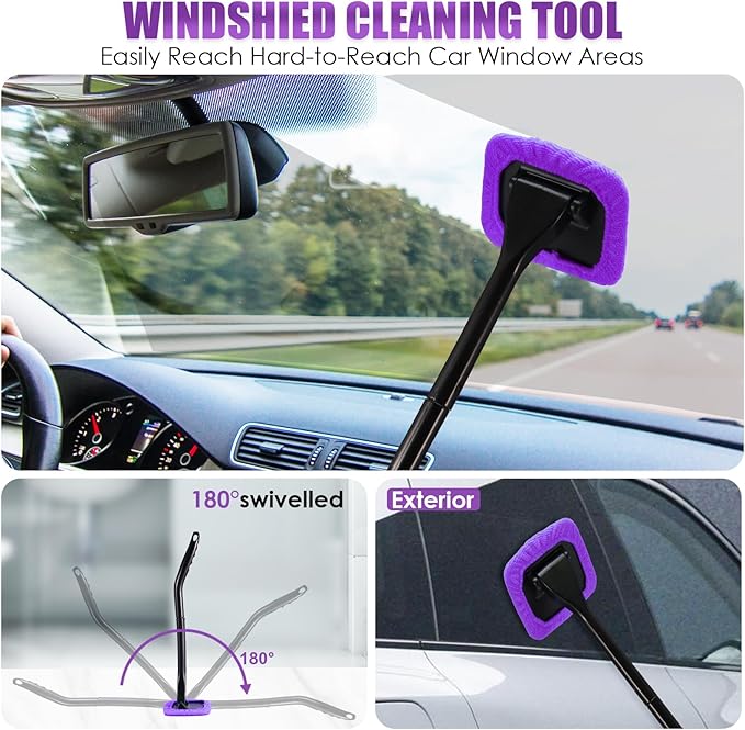 Viewsun 17PCS Car Cleaning Kit, Purple Car Interior Detailing Kit with High Power Handheld Vacuum, Detailing Brush Set, Winds