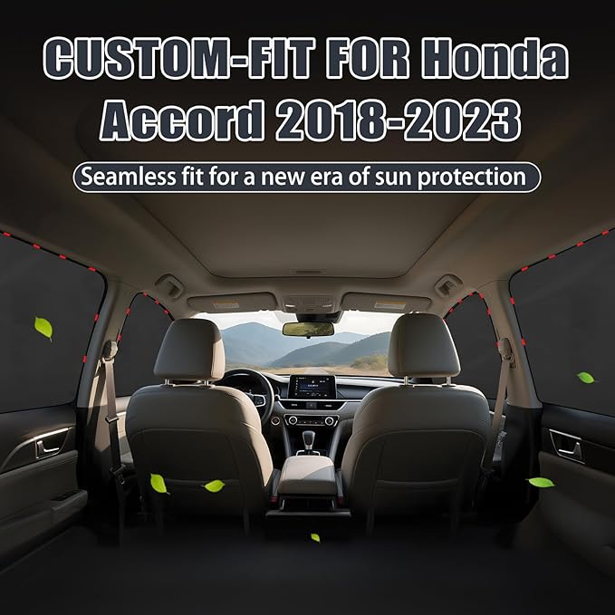 ZATOOTO Car Window Shades for Honda Accord 2018-2023, 4 Pcs Magnetic Car Window Covers - 100% Block Light Privacy Curtains, Side Window Sun Shade for Baby Breastfeeding, Sleeping, Camping