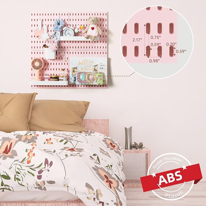 VUSIGN Pegboard Combination Wall Organizer Kit, 4 Pieces Pegboards and 17 Accessories Modular Hanging, Wall Mount Display Peg