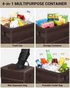 Capolo Car Trash Can with Lid, Leakproof Car Trash Bag Hanging Waterproof Automotive Garbage Can with Storage Pockets Mini Vehicle Trash Bin for Back/Front Seat(Brown,3 Gallon)