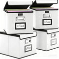 Huolewa Portable Leather File Organizer Boxes with Lids, Office Document Boxes Organizer, Filing Boxes, Decorative Small File