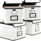 Huolewa Portable Leather File Organizer Boxes with Lids, Office Document Boxes Organizer, Filing Boxes, Decorative Small File