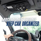 Car Sun Visor Organizer, Multi-Pocket Visor Organizer Storage Pouch with Zippers, Elastic Bands & Glasses Clip, Car Visor Accessories
