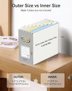 Oterri File Organizer Box, Portable Collapsible Cardboard File Folder Organizer with Handle for Letter Size Hanging Files, Do