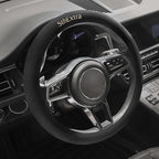 Suede Steering Wheel Cover with Upgraded Silicone Inner Ring, Anti Heat, Breathable, Anti-Slip, Leather Universal 14.5 to 15 