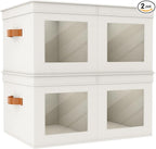 Univivi Large Storage Boxes with Lids, Collapsible Foldable Storage Bins for Clothes, [2-Pack] Fabric Storage Cubes with Hand