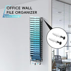 20-Tier Wall File Organizer with 5 Hooks, Hanging Mail Organizer Wall Mounted File Holder, Magazine Rack for Papers, Folders,