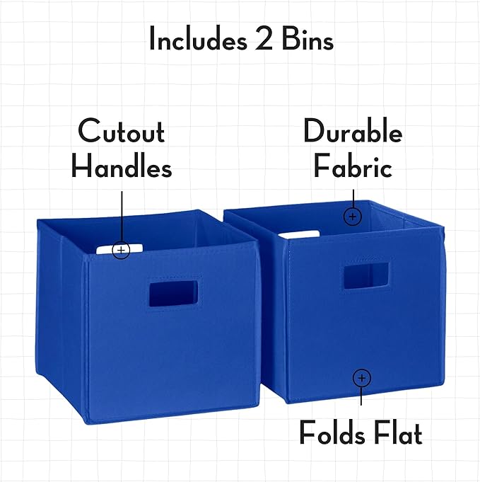 RiverRidge Folding Storage Bins with Handles Blue Cube Storage Organizer for Closet, Bedroom & Playroom - Closet Organizers a
