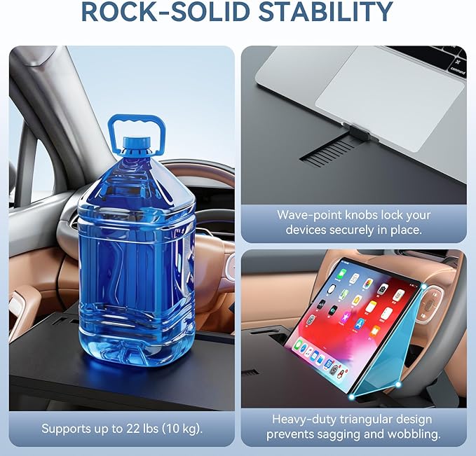 Extendable Steering Wheel Tray Desk for Laptop & Tablet, Adjustable Car Dining Table with Locking Clip Support, Portable Wheel Desk for Eating, Working, Travel