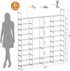 WOWLIVE 4 Row 10 Tiers Extra Large Shoe Rack Big Tall Metal Shoe Shelf, Heavy Duty Organizer for Closet Entryway, Boot Rack S