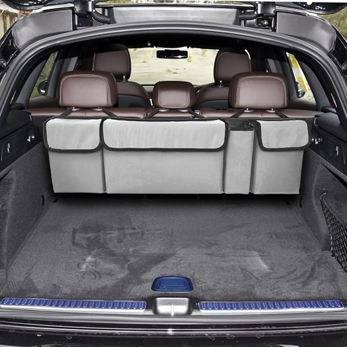 BELOMI Car Trunk Organizer, Auto Waterproof Sturdy Backseat Hanging Large Storage Collapsible Cargo Bag with Anti-Slip