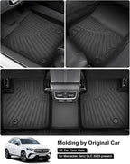 Powerty Floor Mats for 2023 2024 2025 Mercedes Benz GLC?GLC 300?GLC 350e?4Matic Accessories All Weather Floor Liner 3D TPE 1st & 2nd Row Floor Mat Heavy-Duty Floor Liners