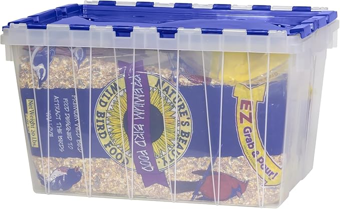 Akro-Mils KeepBox 12 Gallon Storage Container, Nesting and Stackable Plastic Storage Box with Lid Attached, Clear Tote for Ga