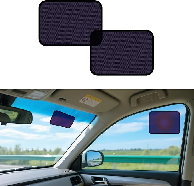 XCBYT Square Car Window Shades for Side & Windshield - 2 Pack Static Cling Driver Side Window Sun Shade, Glare Blocker Car Sun Shade with Durable Mesh & Dark PVC Film, Universal Fit (9.84" x 7.09")