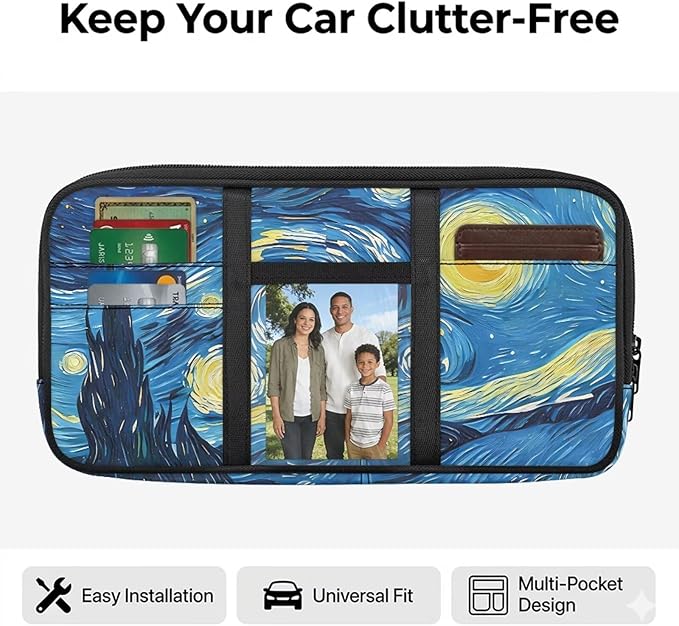 Starry Sky Car Sun Visor Storage Bag Multi-Function Organizer for Card Pen Invoice Pouch Case Bag Universal for Car Sun Visor Accessory 11.81 x 5.9 Inch