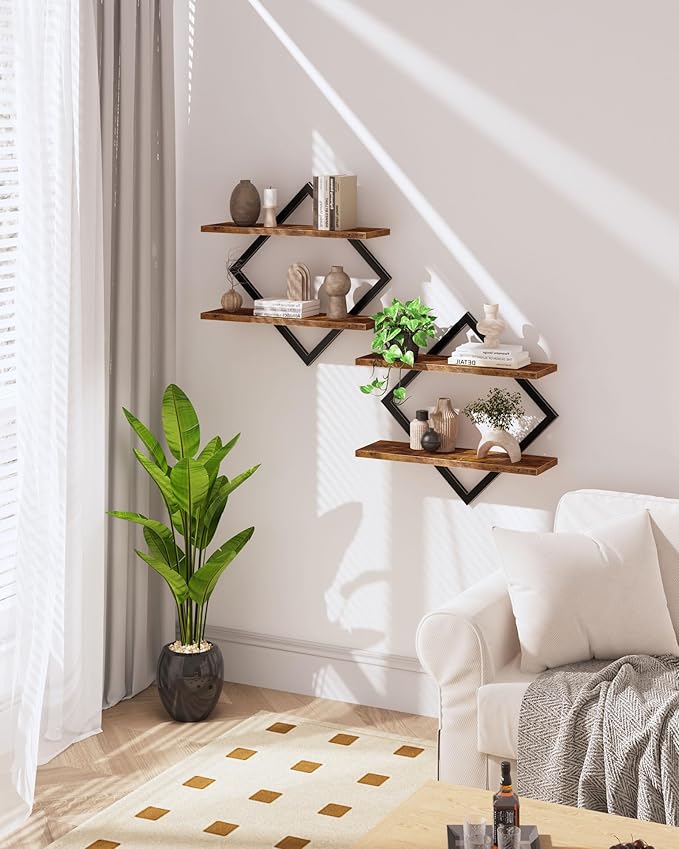 Floating Shelves Bundle, Wall Shelves, Hanging Shelves, Wall Mounted Shelves, for Living Room, Bedroom, Kitchen, Office, Stud