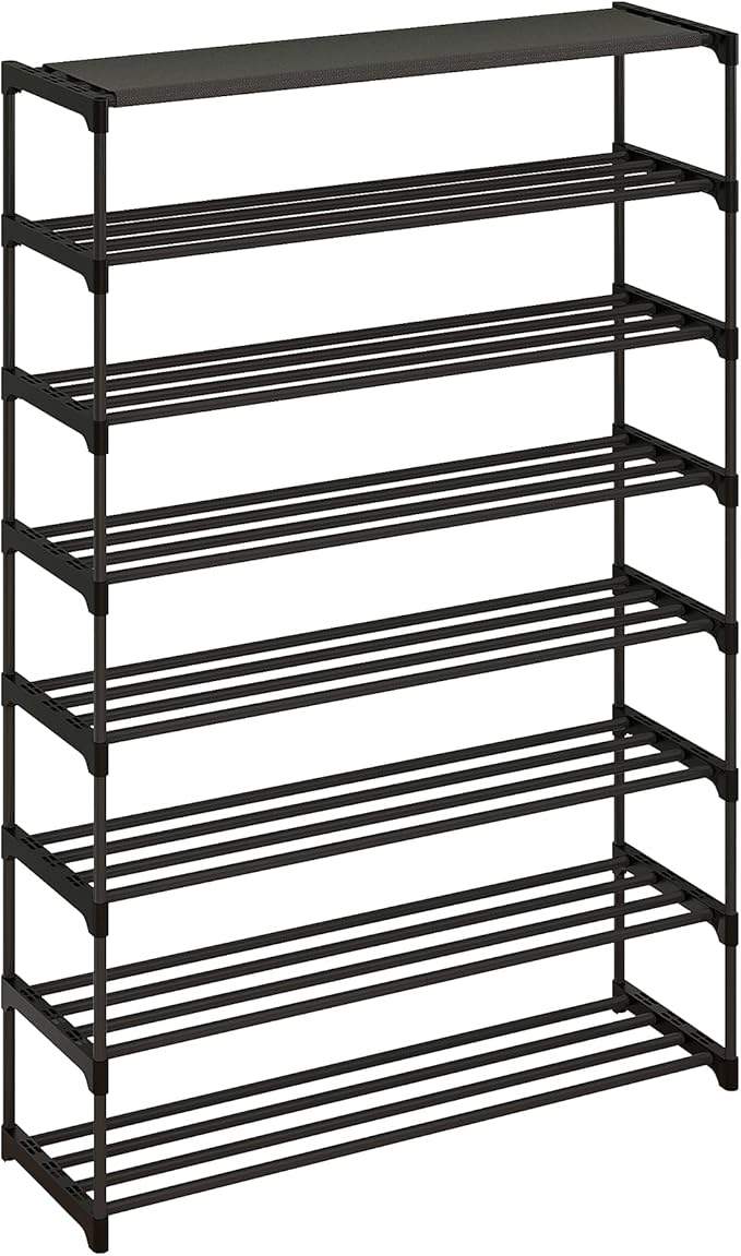 Calmootey 8-Tier Shoe Rack, Tall Large Capacity 40 Pairs Shoes Storage Organizer, Stackable Wide Shoe Shelf for Entryway, Hal