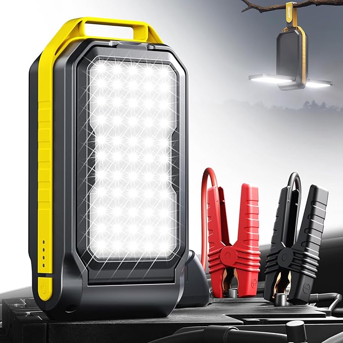 AUXITO Jump Starter: 6000A Car Portable-Battery Jumper Box with 4000LM LED Outdoor Camping Light and Power Bank Function Up