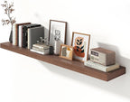 72 Inch Walnut Floating Shelf | 12 Inch Deep Floating Shelves Set of 1 | 72" D x 12" D Rustic Wood Shelves for Wall | Deep Wa