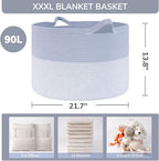 INDRESSME Large Rope Baskets - Organizing Storage, 21.7 x 13.8 Inch, Living Room, Kids, Decorative Nursery, Laundry, Towel, G