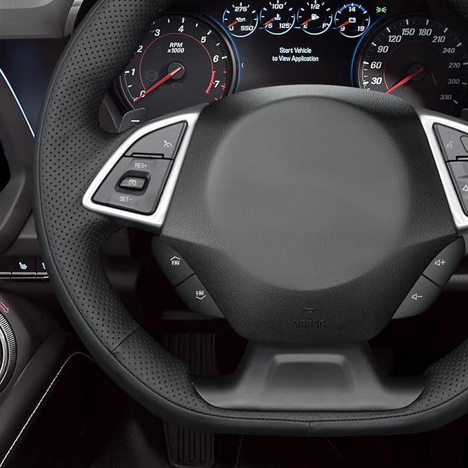 MEWANT Hand Sewn 3D Style Steering Wheel Cover Wrap for Chevrolet Camaro 2017-2022 Steering Wheel Accessories for Chevrolet Camaro 2017-2022