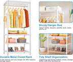 Ulif H4 Mini Portable Closet, 4 Tiers Freestanding Clothing Garment Rack for Small Space, Metal Clothes Wardrobe System for B