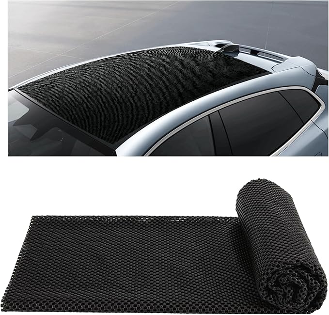 Car Roof Non-Slip Rug Pad, 47'' x 39.4'' Automotive Roof Carrier Bag Protective Mat, PVC Vehicle Cargo Bag Liner, Auto Roof Top Rack Accessories for Car, SUV, Truck and Home (Black)