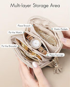 VLANDO Small Jewelry Travel Case,Gifts for Women,Jewelry Pouch Bags with Zipper,Velvet Jewelry Organizer Storage Bag for Brac