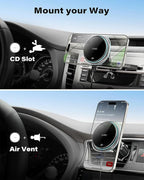 A2C Qi2 15W Wireless Car Charger CD Mount for MagSafe, Magnetic Wireless Charger Car Air Vent | CD Slot with TEC Thermoelectric Cooler Module, Fast Charging for iPhone 17 16 15 14 13 12 Series