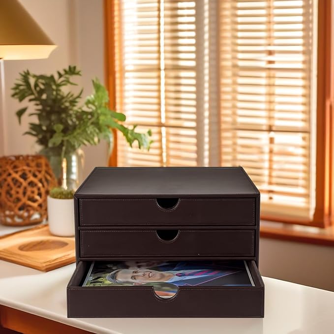 UnionBasic Document Organizer, 3-Drawer File Cabinet Document Storage Box, Office Desktop Filing Organizer, Port Royale