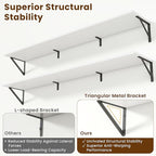 55" Long Wall Mounted Floating Shelves,8 inch Deep Floating Shelf with Metal Brackets Set of 2,Easy-to-Install Wall Decor Sto