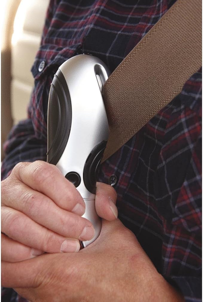 General Tools 7902 4-in-1 Car Escape Tool - Window Breaker, Seat Belt Cutter, Flashing Hazard Light, LED Flashlight
