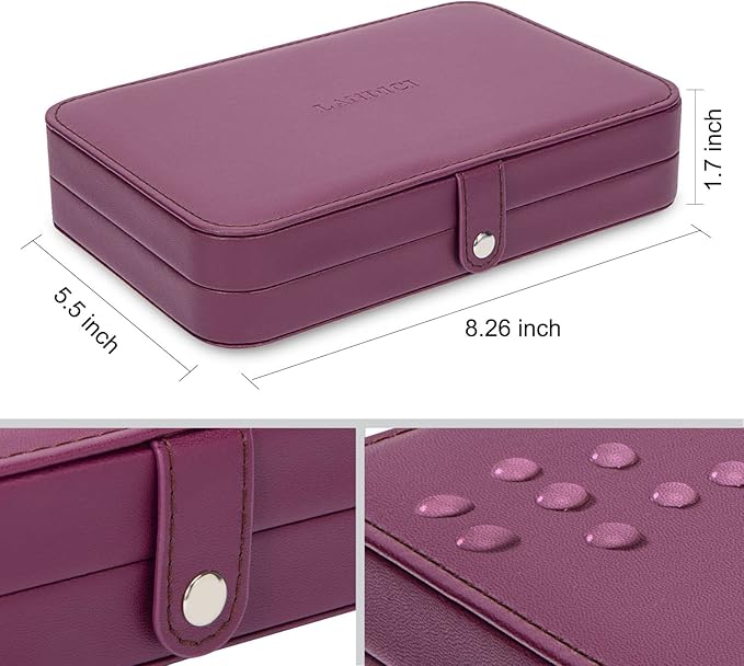 LANDICI Small Jewelry Box for Women Girls, PU Leather Travel Jewelry Case, Portable Jewelry Organizer Storage Holder Display 