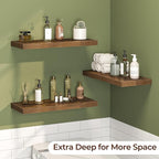 Fun Memories Floating Shelves for Wall 24 Inch Set of 3, Farmhouse Floating Shelves with Invisible Heavy Duty Bracket, 10 Inc