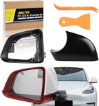 Compatible with Tesla Model Y 2020 2021 2022 2023 2024 Door Mirror Lower Holder Covers & Frame Set, Right Passenger Side (Black Cover + Frame Set, Model Y (Left-Driver Side)