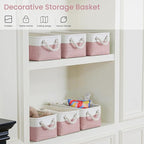 Storage Baskets for Shelves 11.8x7.9x5.2 Inch, Foldable Fabric Storage Bins with Handles, Small Storage Baskets for Organizin