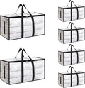 6 Pack-Extra Large Heavy Duty Moving Bags - Waterproof Storage Totes with Handles & Zippers, Foldable for College Dorm, Stora