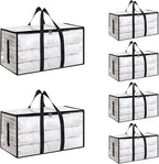 6 Pack-Extra Large Heavy Duty Moving Bags - Waterproof Storage Totes with Handles & Zippers, Foldable for College Dorm, Stora
