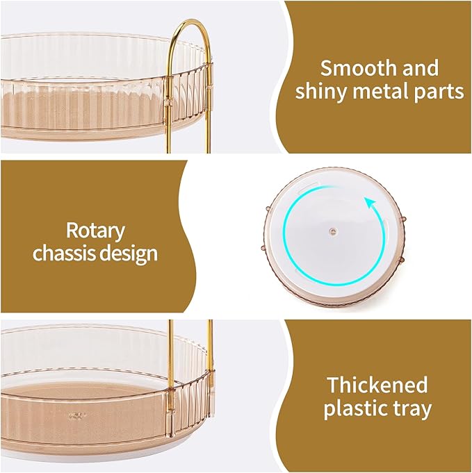 360° Rotating Makeup Organizer, Large Capacity Skincare Organizer, 2 Tier Cosmetic Skin Care Perfume Dresser Organizer, Fits 