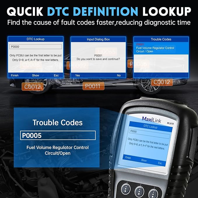 Autel Maxilink ML619 OBD2 Scanner, New Autel Scanner Upgraded Version of AL519/AL619, Code Reader with ABS SRS Diagnoses for