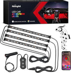 Nilight Car Interior Lights with APP Control 16 Million RGB Colors Strip Lights with Music Sync Mode and Multiple Scene Options for Cars Trucks SUVs