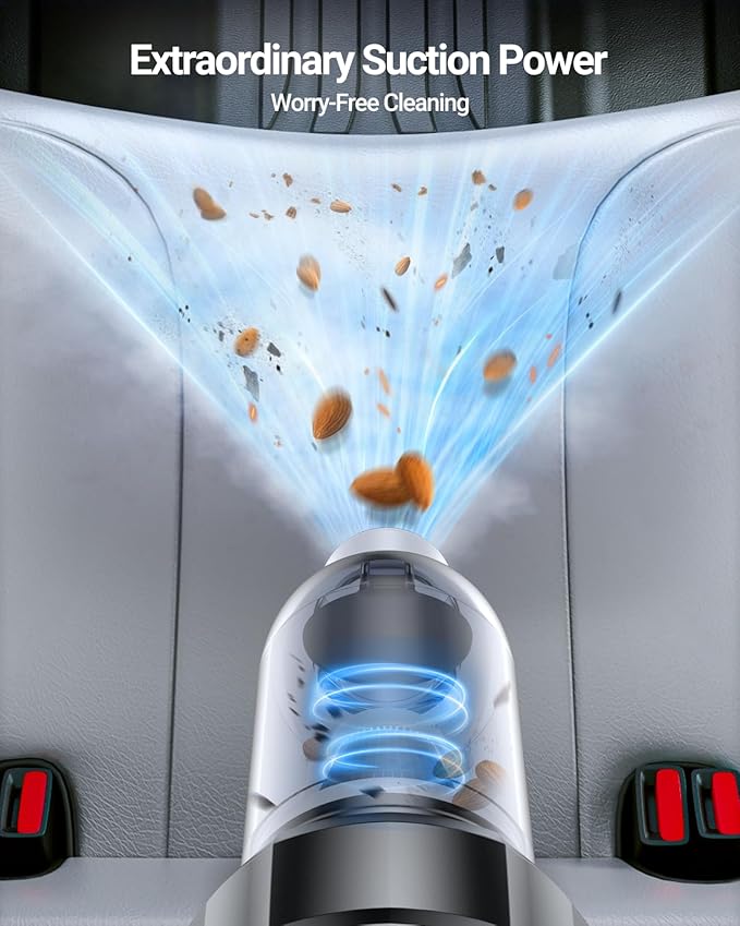 SEALIGHT Car Vacuum Portable Cordless, 21000pa High Power Handheld Car Vacuum, Two Batteries Long Endurance, 18v/120w Portabl