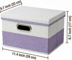 PRANDOM Storage Bins with Lids [3-Pack] Linen Fabric Foldable Storage Boxes Organizer Containers Baskets Cube with Cover for 